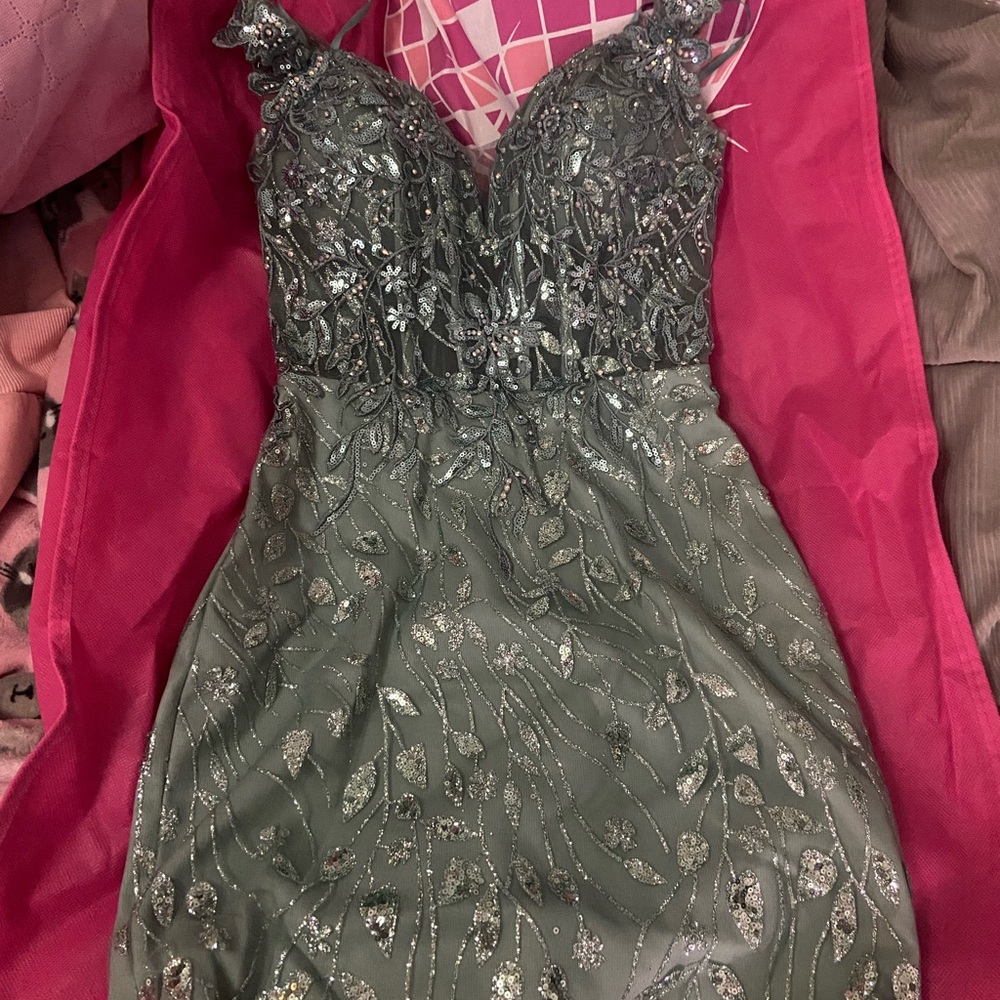 Elegant Gray Embellished Dress